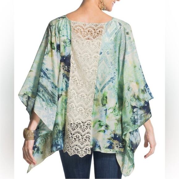 Chico's Tops - Chico’s Floral Fantasy Lace-Back Poncho large/XL
